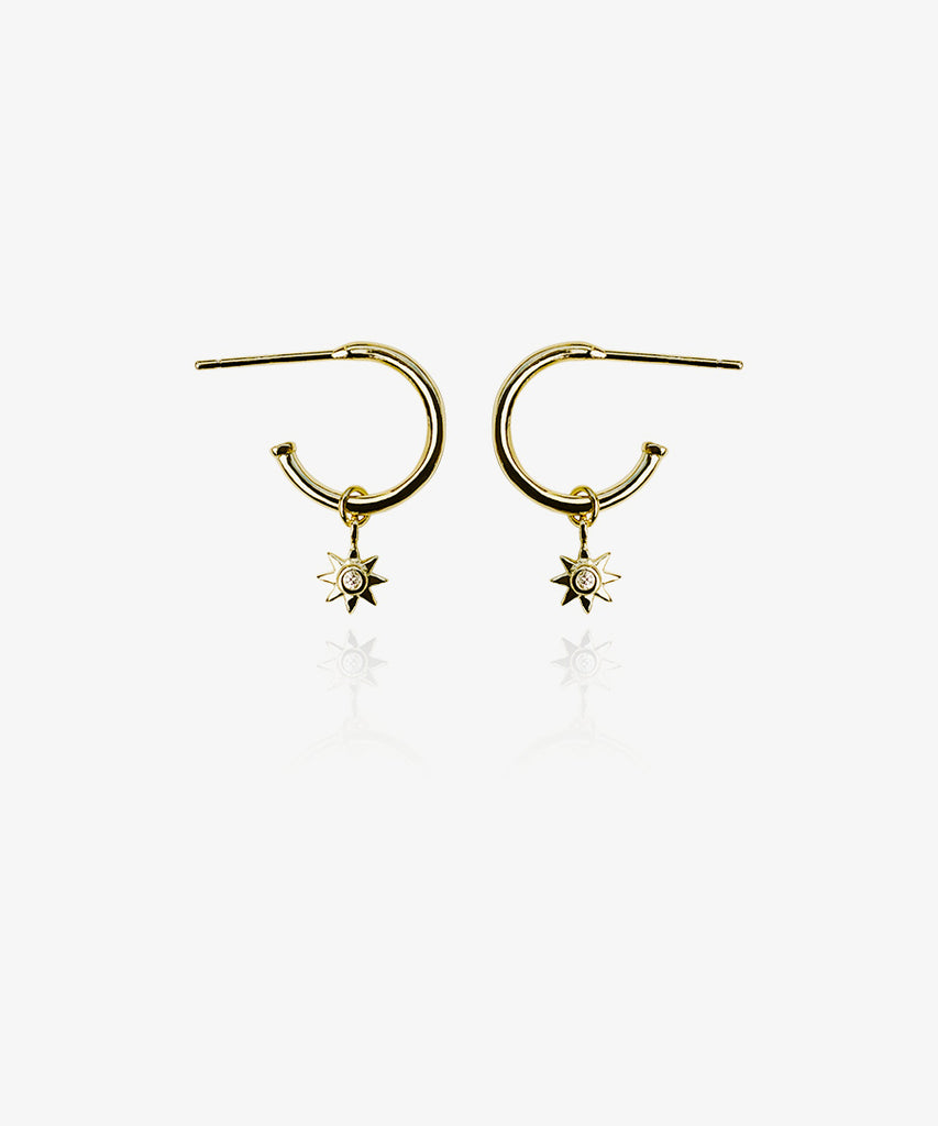Gold plated sterling silver Alina earrings on white background