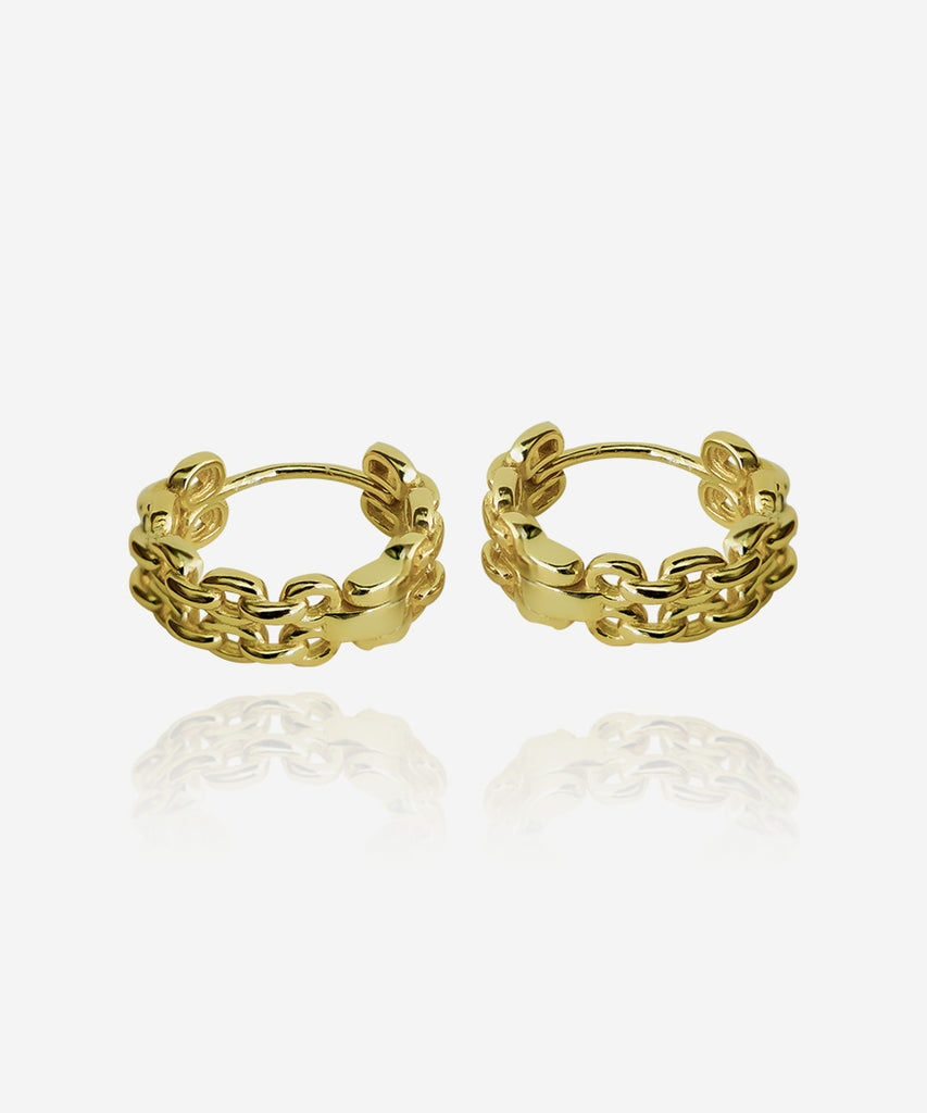 18k gold plated Antheia earrings on white background