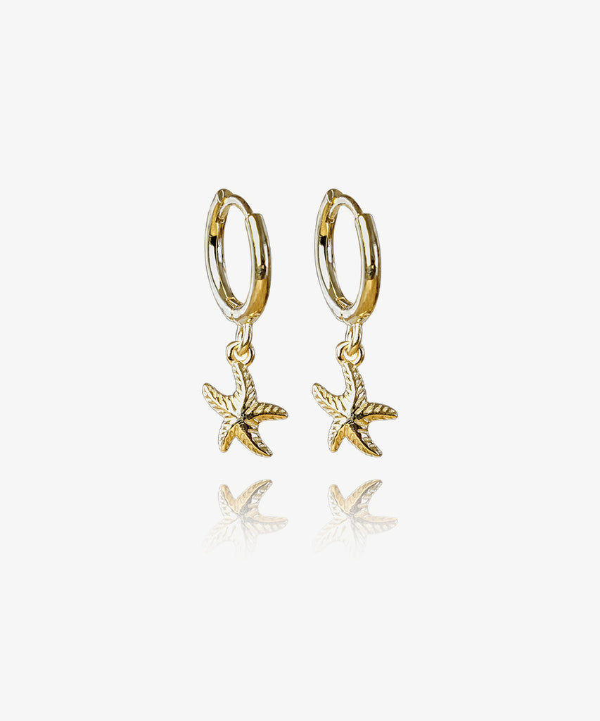 Gold plated 925 sterling silver Starfish hoop earrings
