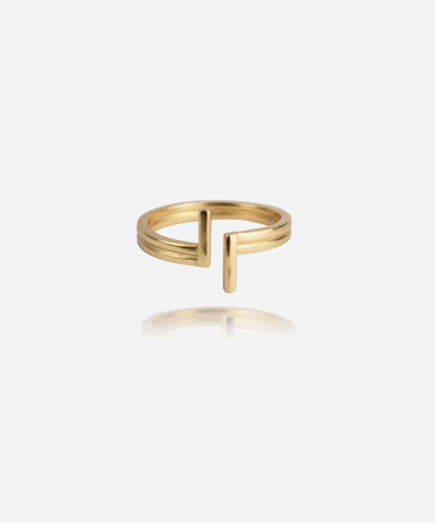 18k gold plated Hera ring on white background
