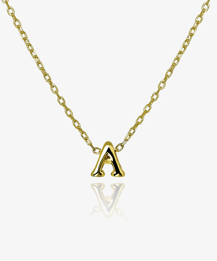 18k gold plated A initial letter alphabet necklace
