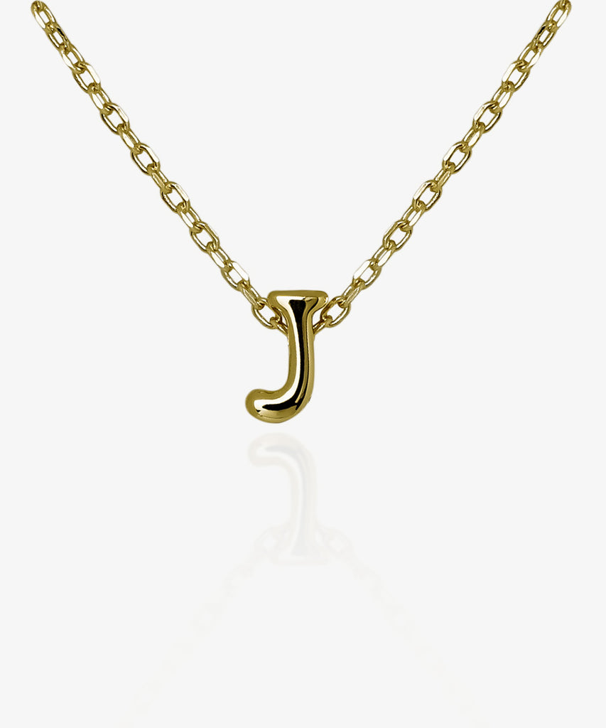 18k gold plated J initial letter alphabet necklace