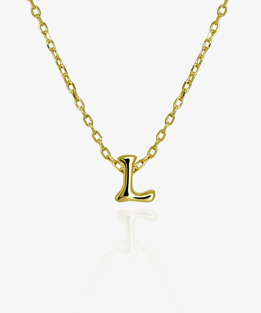 18k gold plated L initial letter alphabet necklace