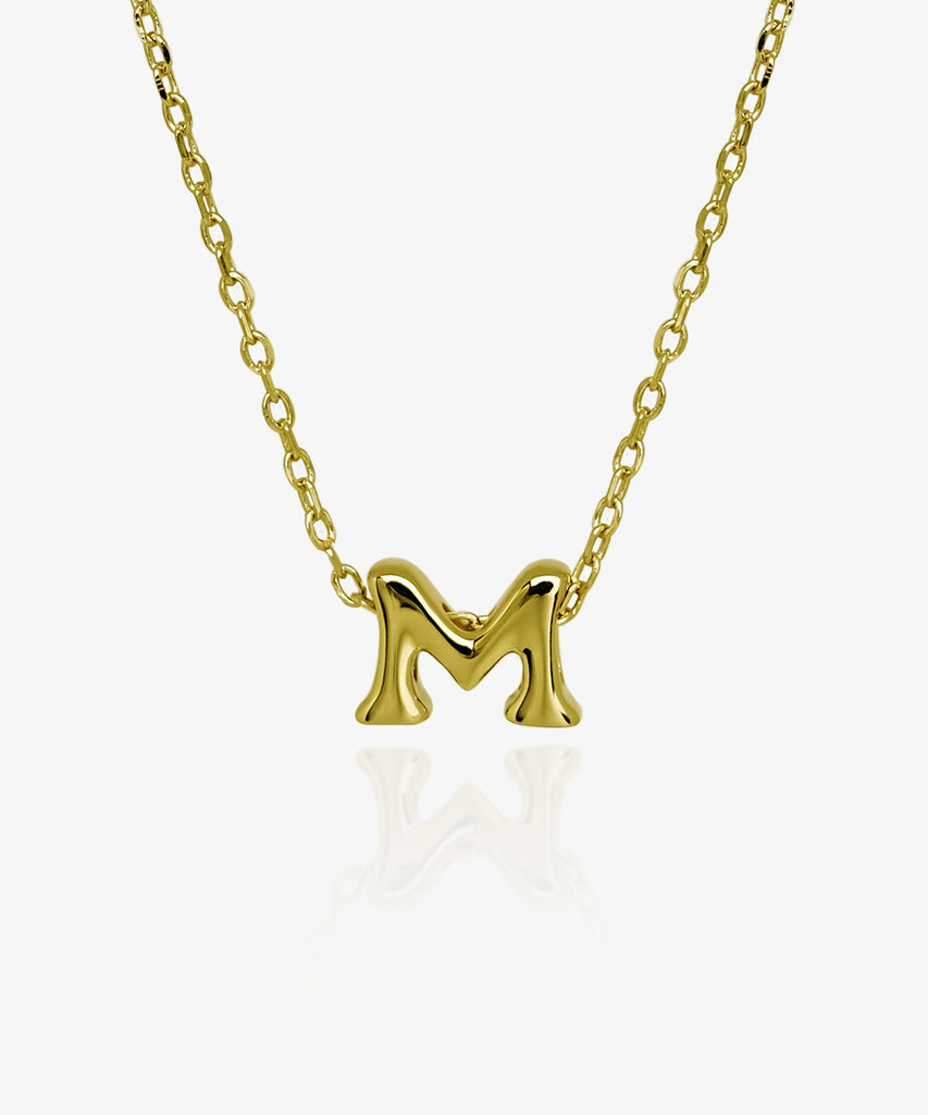 18k gold plated M initial letter alphabet necklace