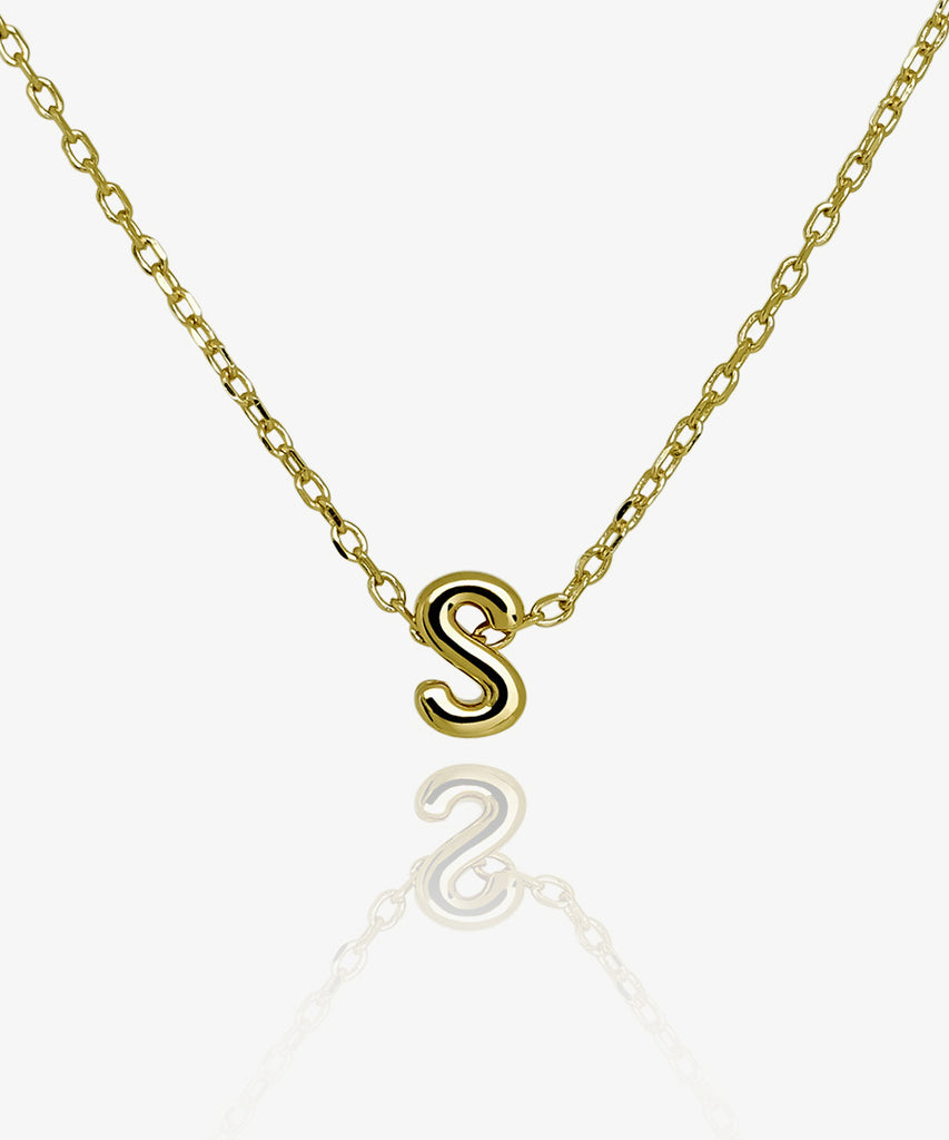 18k gold plated S initial letter alphabet necklace